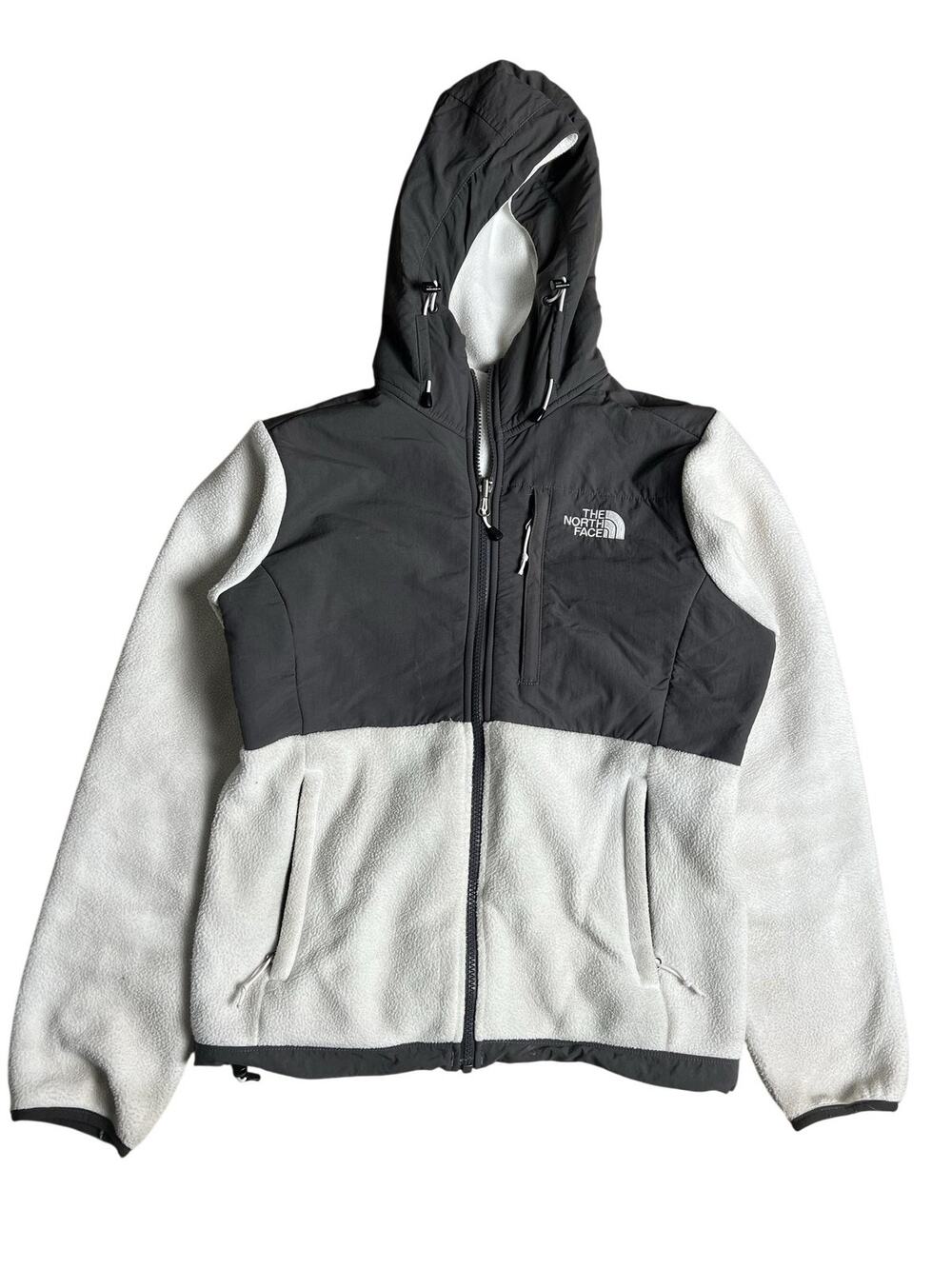 The North Face Sweater Womens S White Gray Full Zip Hooded Fleece Polartec